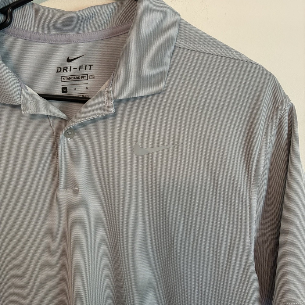 Men's Nike Golf Standard Fit Dri Fit Polo Shirt Size Medium Gray Casual Tennis